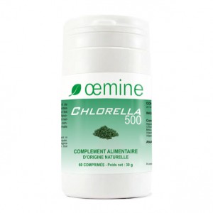 Oemine Chlorella 500 - 60 Comprimés Complément alimentaire d'origine naturelle Sans gluten et sans OGM