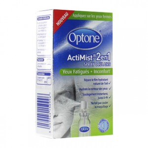 Optone ActiMist 2 en 1 Spray Oculaire Yeux Fatigués + Inconfort 10 ml Usage adapté aux lentilles de contact Répare le film hydratant naturel de l'oeil Hydrate le contour des yeux Soulage instantanément jusqu'à 4h Ne fait pas couler le maquillage