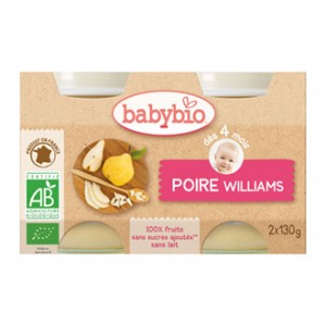 Babybio Petits Pots 100% Fruits BIO Saveur Poire Williams x2