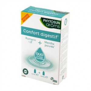 Phtosun Aroms Confort Digestif - Duo d'Huiles Essentielles  Romarin 1.8 - 10 ml + Menthe Poivrée - 10 ml