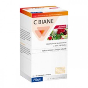 Pileje C Biane - Acérola - Goût Fruits Rouges - 20 Comprimés à croquer Riche en vitamine C d'origine naturelle A base d'acérola Arôme naturel Sans édulcorant 3401529507860
