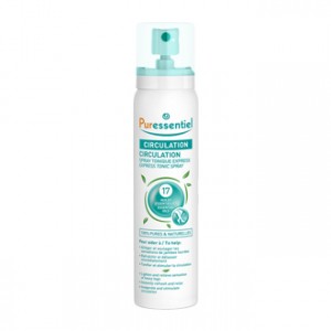 Puressentiel Circulation - Spray Tonique Express aux 17 Huiles Essentielles 100 ml Allège et soulage les sensation de jambes lourdes Rafraîchit et délasse immédiatement Tonifie et stimule la circulation 