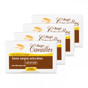 Savon Surgras Extra Doux Lait et Miel Lot de 4 x 250g dont 1 OFFERT