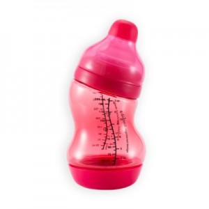 Difrax Biberon S - Wide Rouge 200 ml Réduit les risques de crampes intestinales, de renvois et de vomissements Sans BPA