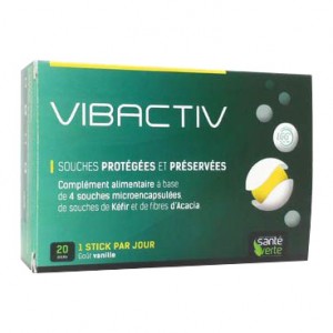 Santé Verte Vibactiv - Goût Vanille - 20 Stick Souches protégées et préservées 4 souches microencapsulées Sans gluten 3700695201467