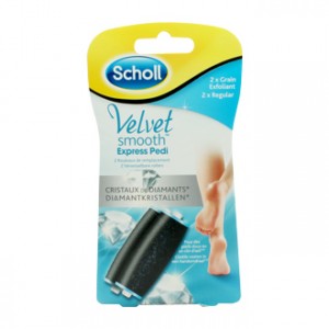 scholl velvet smooth express pedi 2 rouleaux de remplacements 2 grain exfoliant regular cristaux de diamants hyperpara