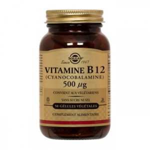 Solgar Vitamine B12 500µg 50 Gélules Cyanocobalamine Convient au végétariens Gélules végétales
