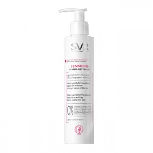 SVR Sensifine - Dermo-Nettoyant 200 ml Nettoyant démaquillant apaisant intense Pour peaux réactives et intolérantes Visage, yeux et lèvres Agent hydratant + niacinamide