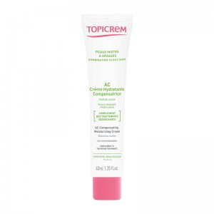 Topicrem AC - Crème Hydratante Compensatrice - 40 ml Hydrate et apaise Peaux grasses fragilisées Complément des traitements desséchants Sans paraben