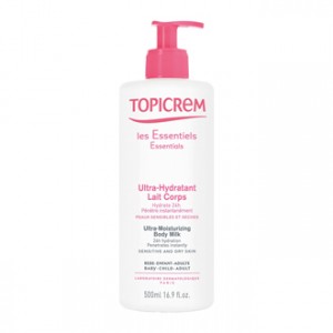 Topicrem Ultra-Hydratant Lait Corps 500 ml Hydrate 24h Pénètre instantanément Peaux sensibles et sèche Bébé, enfant et adulte