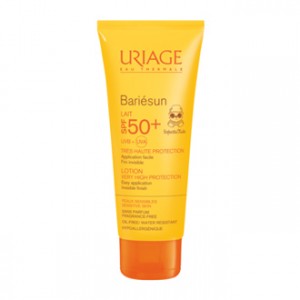 uriage bariésun lait enfant spf50+ 100 ml peaux sensibles fini invisible sans parfum hypoallergénique water resistant