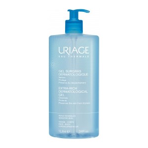 URIAGE Gel Surgras Dermatologique - 1 L FORMAT FAMILIAL Nettoie, protège et préserve du dessèchement Peaux sensibles Visage et corps Sans Savon 3661434002960