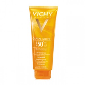 vichy capital soleil spf50+ lait hydratant protection cellulaire profonde visage et corps peau sensible produits solaires