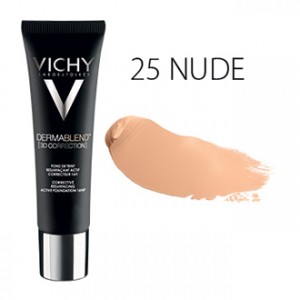 Vichy Dermablend [3D CORRECTION] Fond de Teint SPF25 - 25 Nude - 30 ml Fond de teint resurfaçant actif correcteur 16H Peau sensible Hypoallergénique Sans paraben