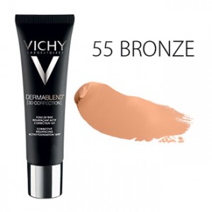 Vichy Dermablend [3D CORRECTION] Fond de Teint SPF25 - 55 Bronze - 30 ml Fond de teint resurfaçant actif correcteur 16H Peau sensible Hypoallergénique Sans paraben