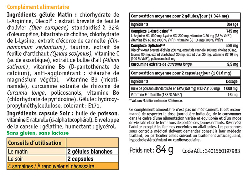 NHCO Arteria - 56 Gélules + 56 Capsules Cholestérol Lipides sanguins 4 semaines 3760196530442