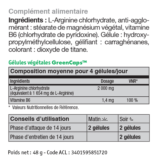 NHCO Nutrition L-Arginine - 84 Gélules Acide aminé semi-essentiel