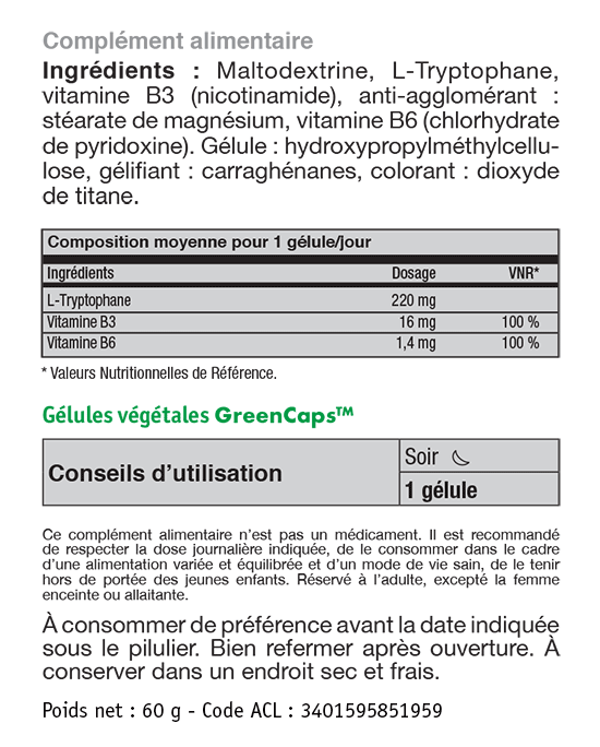 NHCO Nutrition L-Tryptophane - 84 Gélules Acide aminé essentiel